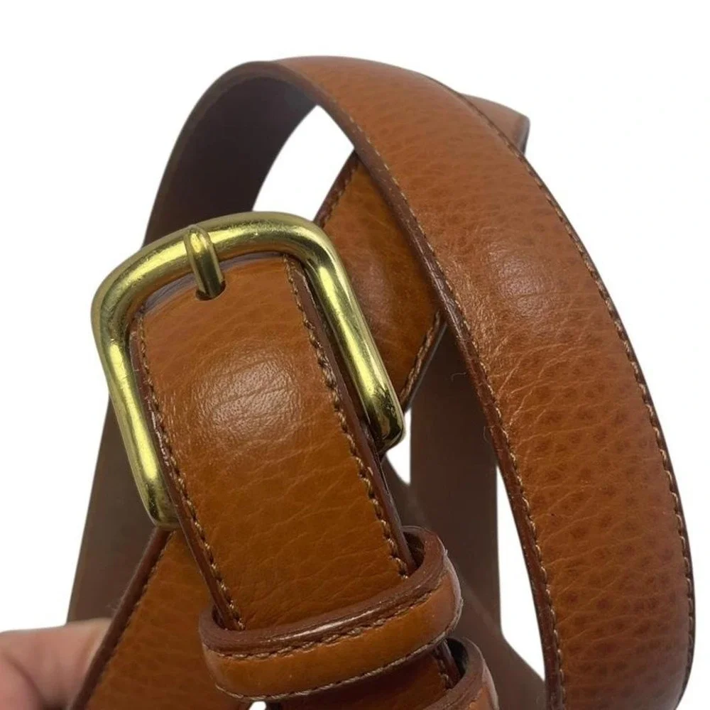 VTG Split Cowhide Leather Belt Brass Buckle Made in‎ USA Christopher Hayes Sz 38